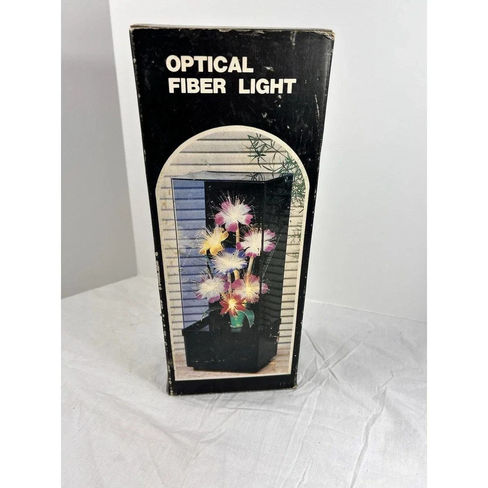 Vintage Retro Fiber Optic Color Changing Flower Bouquet Lamp Light 10x4x3